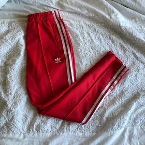 Red Adidas soccer pants